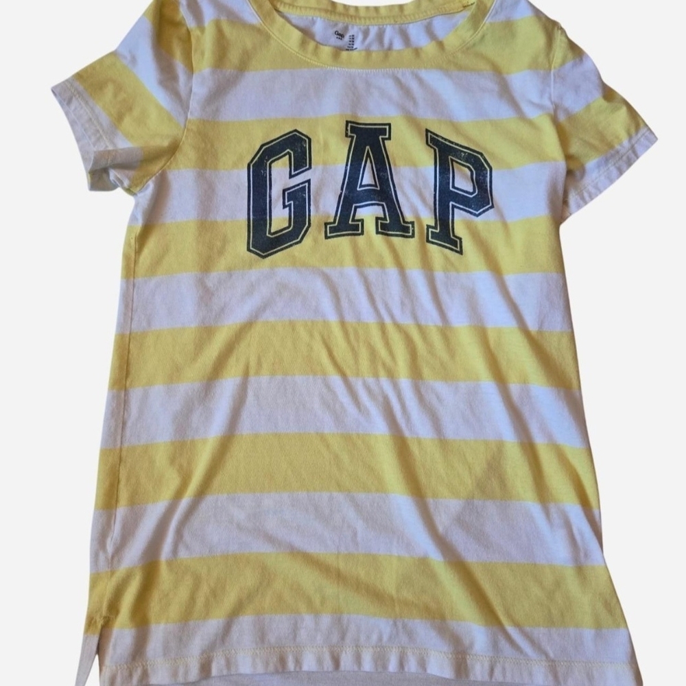 GAP Yellow and White Striped Short Sleeve Tee